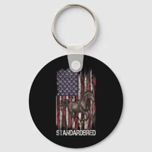 Vintage Usa Flag Standardbred Horse Lover1 Key Ring
