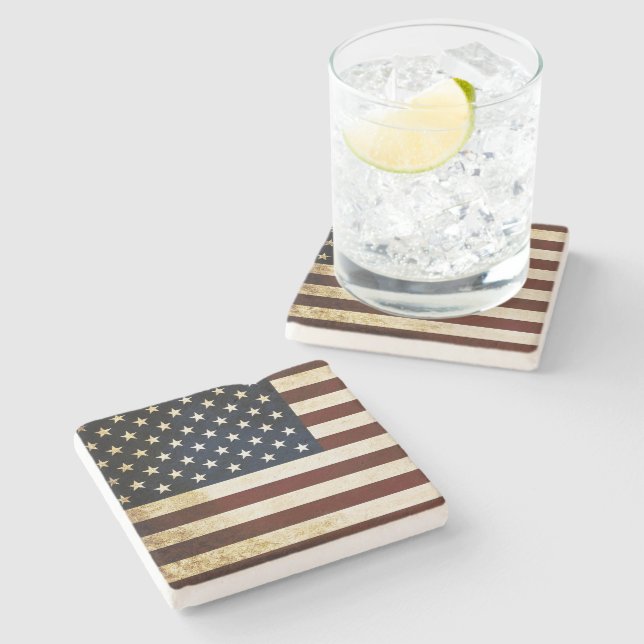 Vintage USA Flag Stone Coaster (Side)