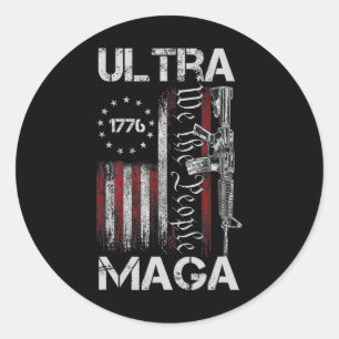 Vintage Usa Flag Ultra Mega Gun Usa 4th Of July Tr Classic Round Sticker