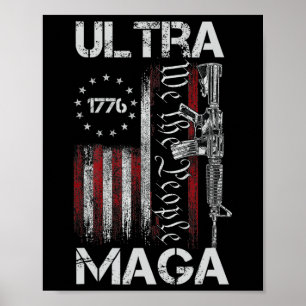 Vintage Usa Flag Ultra Mega Gun Usa 4th Of July Tr Poster