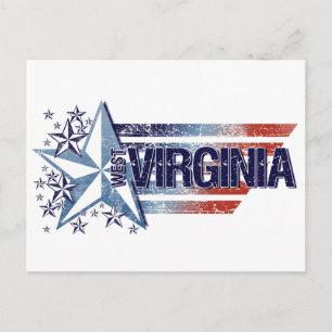 Vintage USA Flag with Star – West Virginia Postcard