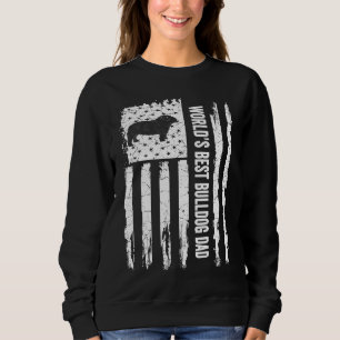 Vintage USA Flag World's Best English Bulldog Dad  Sweatshirt