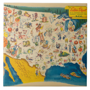 Vintage USA Food Map Tile