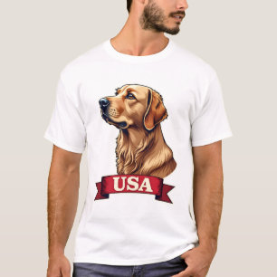Vintage USA Golden Retriever Engraving Shirt