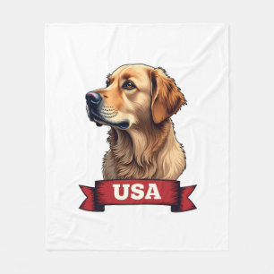 Vintage USA Golden Retriever Engraving Shirt 4 Fleece Blanket