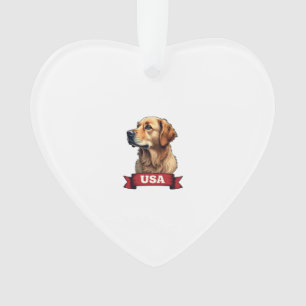 Vintage USA Golden Retriever Engraving Shirt 4 Ornament