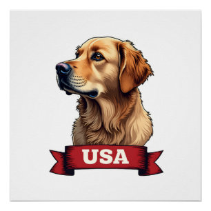 Vintage USA Golden Retriever Engraving Shirt 4 Poster