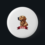 Vintage USA Golden Retriever Engraving Shirt 6 Cm Round Badge<br><div class="desc">Vintage USA Golden Retriever Engraving Shirt</div>
