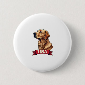 Vintage USA Golden Retriever Engraving Shirt 6 Cm Round Badge