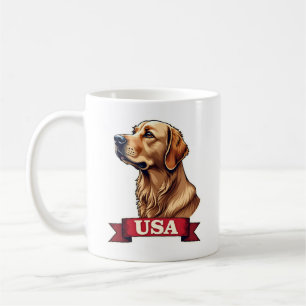 Vintage USA Golden Retriever Engraving Shirt Coffee Mug