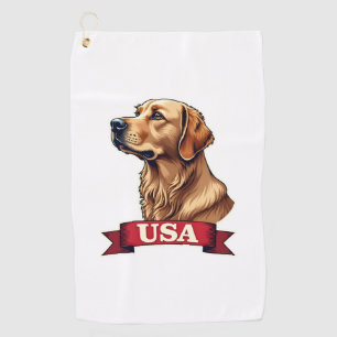 Vintage USA Golden Retriever Engraving Shirt Golf Towel