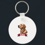 Vintage USA Golden Retriever Engraving Shirt Key Ring<br><div class="desc">Vintage USA Golden Retriever Engraving Shirt</div>