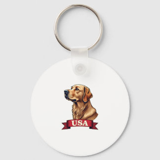 Vintage USA Golden Retriever Engraving Shirt Key Ring
