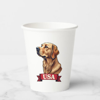 Vintage USA Golden Retriever Engraving Shirt Paper Cups
