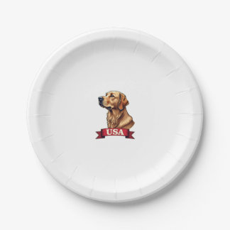 Vintage USA Golden Retriever Engraving Shirt Paper Plate