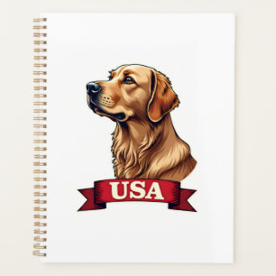 Vintage USA Golden Retriever Engraving Shirt Planner
