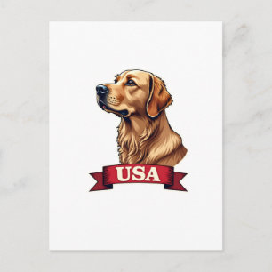 Vintage USA Golden Retriever Engraving Shirt Postcard