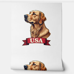 Vintage USA Golden Retriever Engraving Shirt Wallpaper