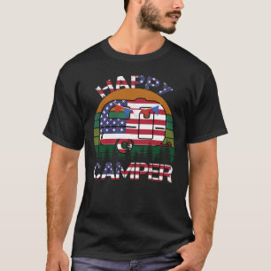 Vintage USA Happy Camper US Flag Patriotic 4th Of T-Shirt