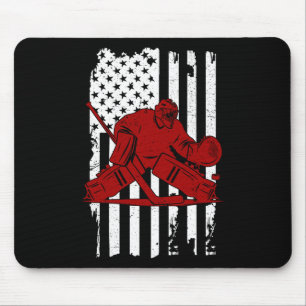 Vintage Usa Hockey Player - Us Flag 4th Of July Ho Mouse Pad
