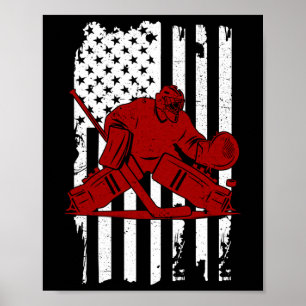 Vintage Usa Hockey Player - Us Flag 4th Of July Ho Poster