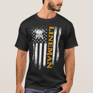 Vintage USA Lineman American Flag Patriotic Funny  T-Shirt
