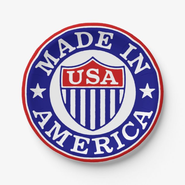Vintage USA Made In America Logo Paper Plate (Front)