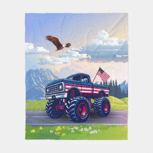 Vintage, USA monster truck Fleece Blanket