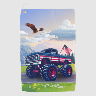 Vintage, USA monster truck Golf Towel