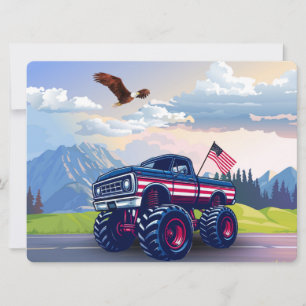 Vintage, USA monster truck Holiday Card