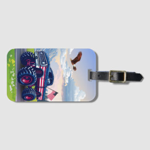 Vintage, USA monster truck Luggage Tag