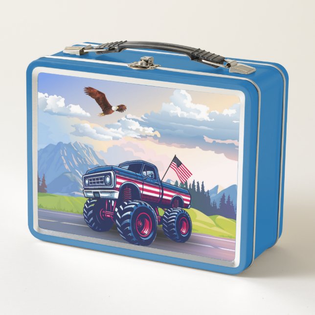 Vintage, USA monster truck Metal Lunch Box (Front)