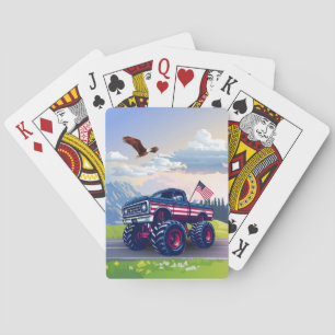 Vintage, USA monster truck Playing Cards
