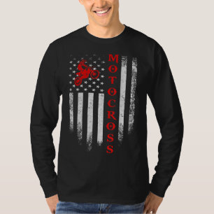 Vintage USA Motorcross Dirt Bike American Flag Pat T-Shirt