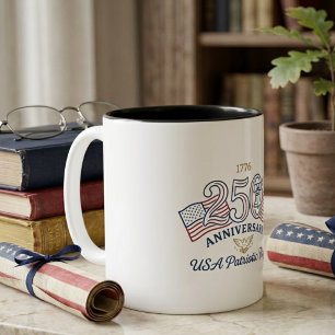 Vintage USA Patriotic Flags & Liberty Bell Classic Two-Tone Coffee Mug