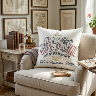 Vintage USA Patriotic Flags Liberty Bell Throw Pil Cushion