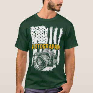 Vintage USA Photographer American Flag Patriotic T-Shirt