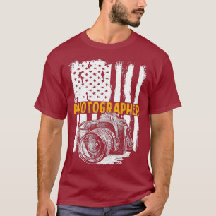 Vintage USA Photographer American Flag Patriotic T-Shirt