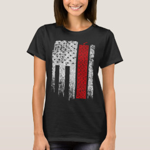 Vintage USA Red White  Bricklayer American Flag T-Shirt
