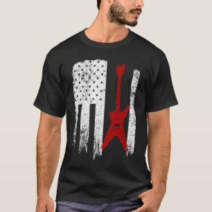 Vintage USA Red White  Electric Guitar Red Flag Wh T-Shirt