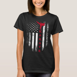 Vintage Usa Red White Karate American Flag Cool  T-Shirt