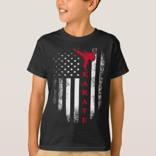 Vintage Usa Red White Karate American Flag Cool  T-Shirt