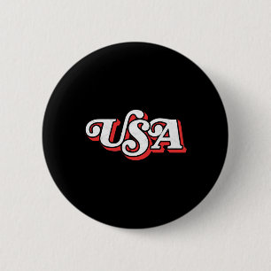 Vintage Usa Retro Typography Patriotic 4th Of July 6 Cm Round Badge