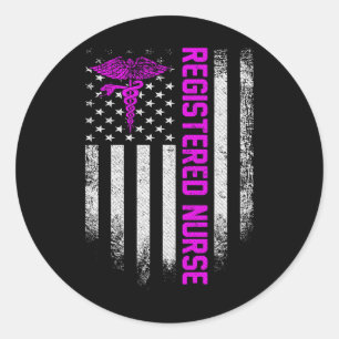 Vintage Usa Rn Registered Nurse American Flag Patr Classic Round Sticker