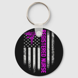 Vintage Usa Rn Registered Nurse American Flag Patr Key Ring
