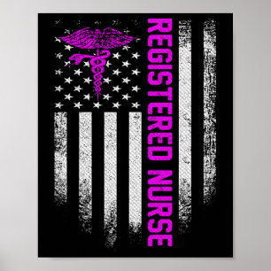 Vintage Usa Rn Registered Nurse American Flag Patr Poster