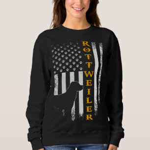 Vintage Usa Rottweiler Dog Silhouette American Fla Sweatshirt