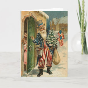 Vintage USA Santa Holiday Card