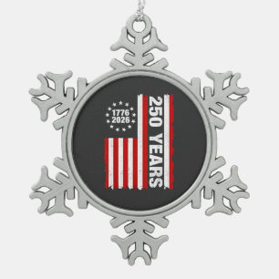 Vintage USA Semiquincentennial 250th Anniversary  Snowflake Pewter Christmas Ornament