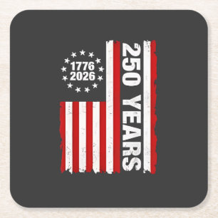 Vintage USA Semiquincentennial 250th Anniversary Square Paper Coaster